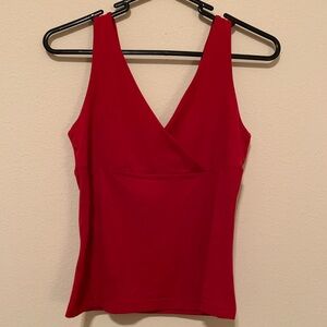 Red, Deep V-Neck, Sleeveless Top